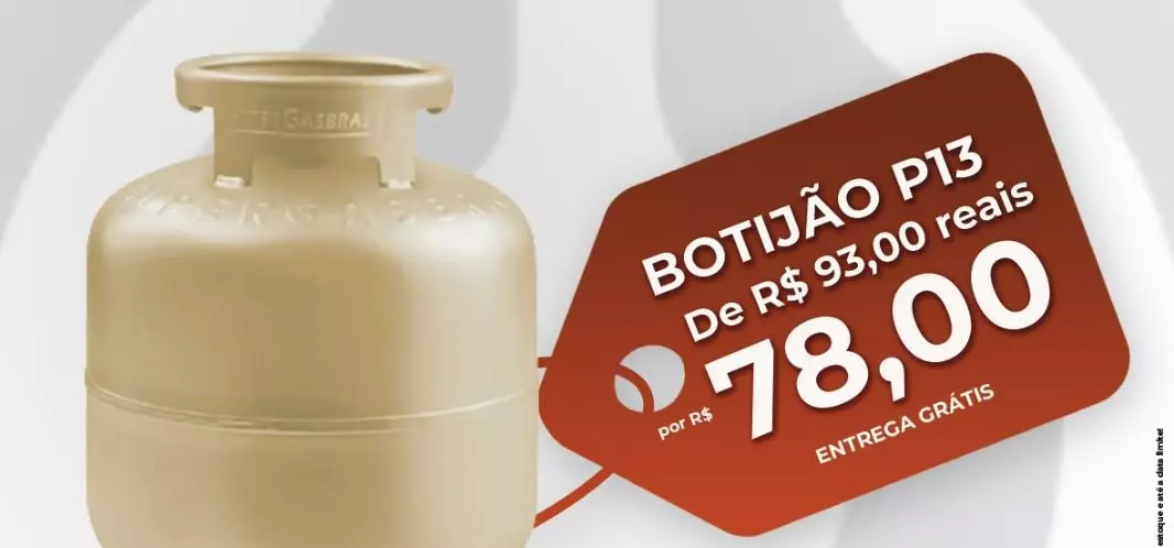 Promoção da Ouro gás oferta botijão de gás a R$ 78,00 em Santos Dumont